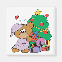 cute curious christmas bear refrigerator magnet