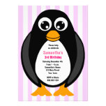 Cute Custom Birthday Party Penguin Invite - Pink