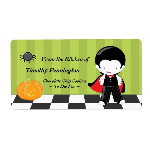 Cute custom Halloween vampire cooking baking label