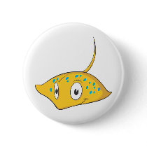 Cute Custom Stingray Cartoon Shirt Pinback Button