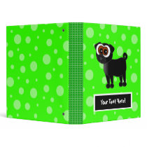 Cute Customizable Black Pug Binder - Green