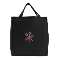 Cute Customizble Hair Stylist Tote Bags - Pink embroidered bags