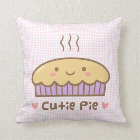 Cute Cutie Pie Food Doodle Room Decor Throw Pillow