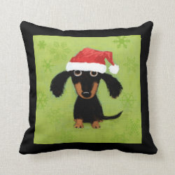 Cute Dachshund Santa Clause - Funny Dog Christmas Throw Pillow