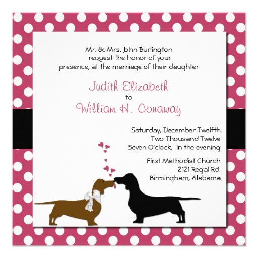 Cute Dachshunds Wedding Invitation