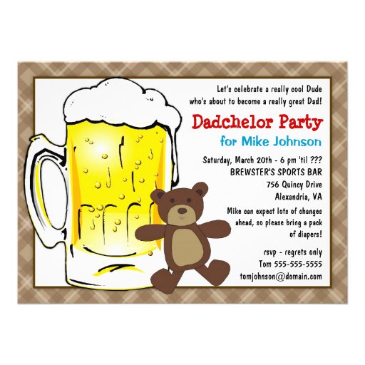 Cute Dadchelor Party Invitations - Diaper Kegger