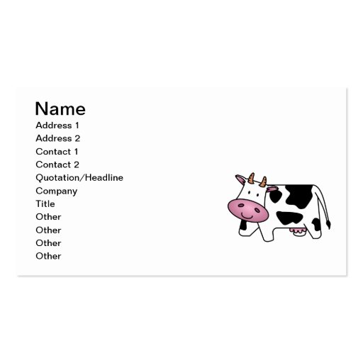 Cute Dairy Cow Business Card Template