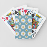 Cute Daisies and Flowers White and Blue Playing Cards