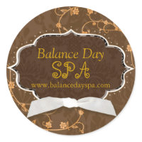 Cute Damask Swirls Spa Shop Business Product Label sticker
