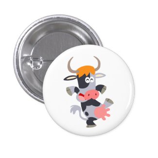 Cute Dancing Cartoon Cow Button Badge