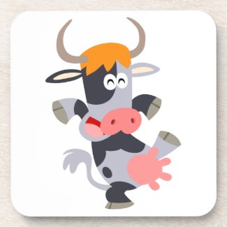 Cute Dancing Cartoon Cow Coaster Set