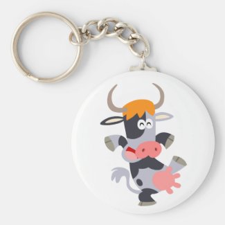 Cute Dancing Cartoon Cow Keychain