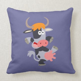 Cute Dancing Cartoon Cow Pillow