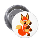 Cute Dancing Cartoon Fox Button Badge