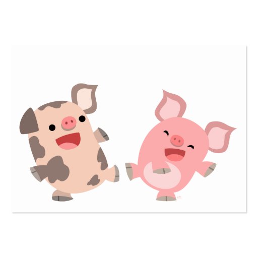 Cute Dancing Cartoon Pigs ACEO/Business Card (front side)