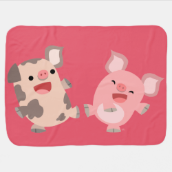 Cute Dancing Cartoon Pigs Baby Blanket