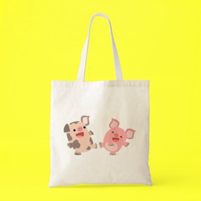 Cute Dancing Cartoon Pigs Bag by Lioness_Graphics