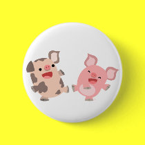Cute Dancing Cartoon Pigs Buttonne Badge