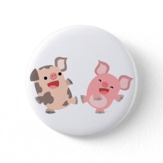 Cute Dancing Cartoon Pigs Button Badge button