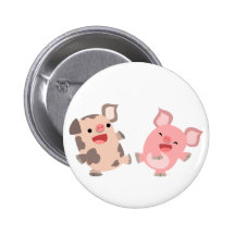 Cute Dancing Cartoon Pigs Button Badge