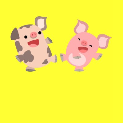 Cute Dancing Cartoon Pigs Children T-Shirt by Lioness_Graphics