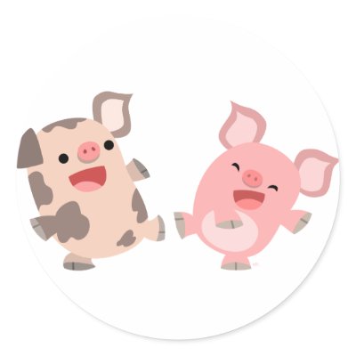 Cute Dancing Cartoon Pigs Sticker by Lioness_Graphics