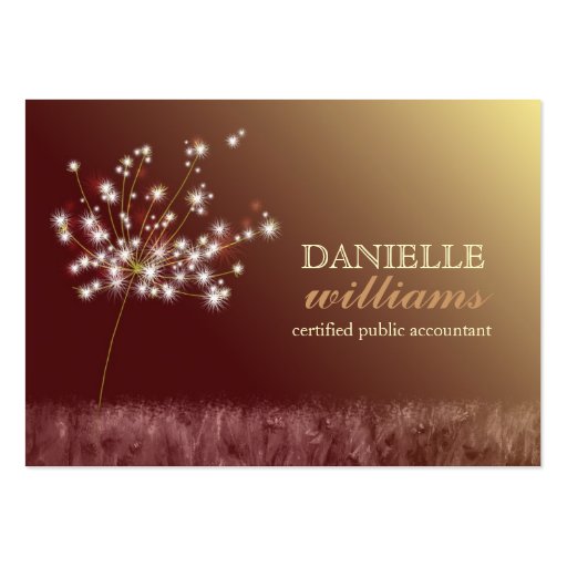 Cute Dandelions Brown + Gold Business Cards (front side)