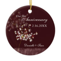 Cute Dandelions First Wedding Anniversary Keepsake Ornament