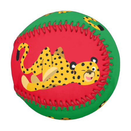 Cute Dashing Cartoon Cheetah Baseball