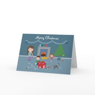 Cute Decorating The Tree Christmas Greeting Card card