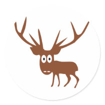cute Deer comic style Round Stickers