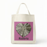 Cute Diamond Heart Pink Grocery Tote Bag