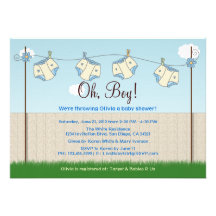 Cute Diaper Clothesline Baby Boy Baby Shower Cards