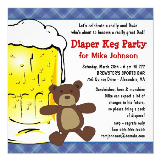 Cute Diaper Keg Party Invitations - Dadcelor Party