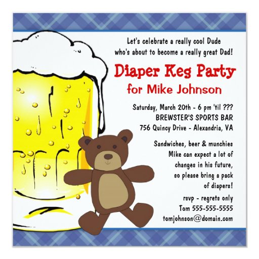 Cute Diaper Keg Party Invitations Dadcelor Party Zazzle