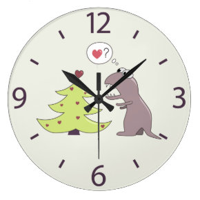 Cute Dinosaur and Christmas Tree Wallclocks