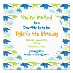 Cute Dinosaur Birthday Party Invitation Templates