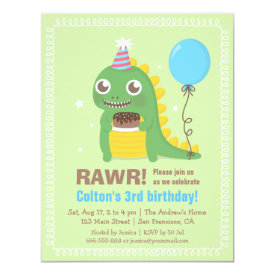 Cute Dinosaur Birthday Party Invitations