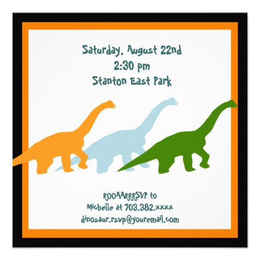 Cute Dinosaur Birthday Party Invitations Black
