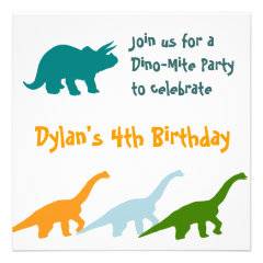 Cute Dinosaur Birthday Party Invitations White