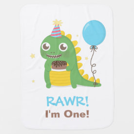 Cute Dinosaur Birthday Party Rawr I am One Stroller Blankets