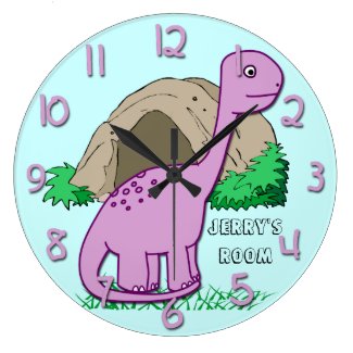 Cute Dinosaur Kid&#39;s Round Wall Clock