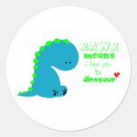 Cute Dinosaur RAWR Round Sticker
