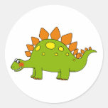 Cute dinosaur - stegosaurus round stickers