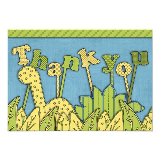 Cute Dinosaur Theme Flat Thank You Note Invitations (front side)