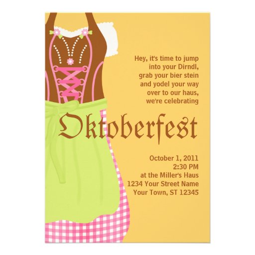 Cute Dirndl Oktoberfest Invitation (front side)