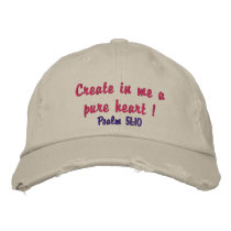 Cute distressed hat for ladies pure heart verse! embroidered baseball caps