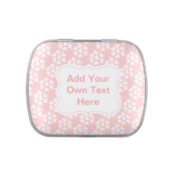Cute Ditsy Pink and White Love Hearts Pattern Jelly Belly Candy Tins