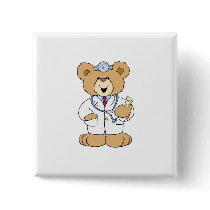 Cute Doctor Teddy Bear Buttons