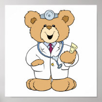 Cute Doctor Teddy Bear Print